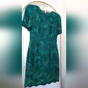 NITELINE Gorgeous elegant Teal Dress; 4, Sequined.